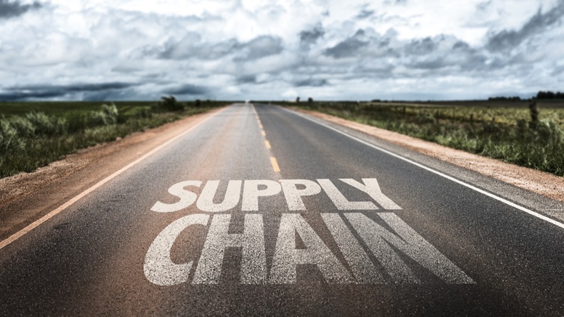 Supply Chain written on rural road