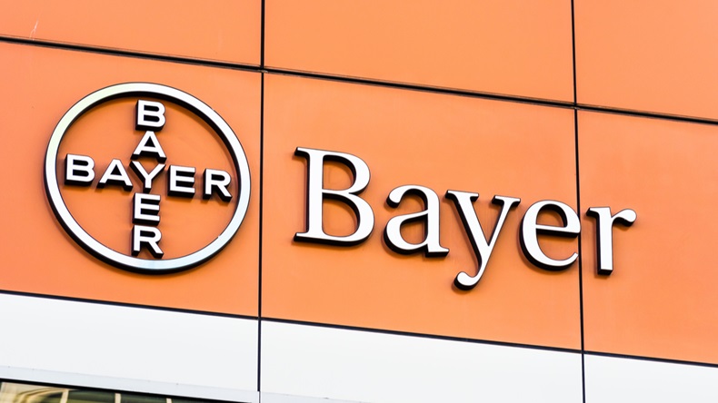 Nov 2, 2019 San Francisco / CA / USA - Bayer offices located in Mission Bay District; Bayer AG is a German multinational pharmaceutical and life sciences company, one of the largest in the world